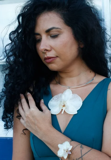 Colar e bracelete de Orquídeas